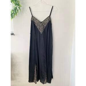 Vintage Vanity Fair Slip Dress Nightgown Black Tan Trim 38